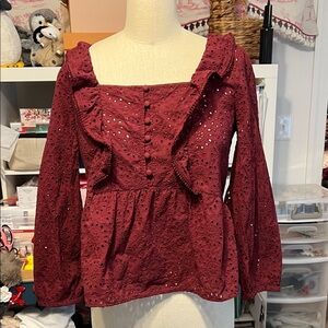 Madewell Eyelet Ruffle Blouse